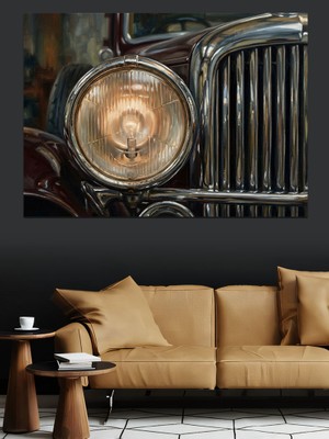 Tablomega Yakın Plan Antik Araba Farı Dekoratif Kanvas - Mdf Ahşap Tablo