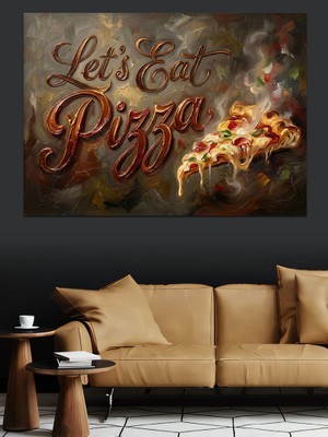 Tablomega Pizza Italyan Yazılı Iştah Açıcı Pano Dekoratif Kanvas - Mdf Ahşap Tablo
