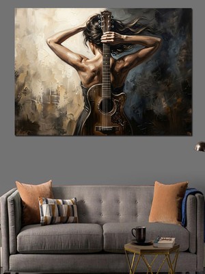 Tablomega Sırtı Dönük Sanatsal Kadın Portresi Dekoratif Kanvas - Mdf Ahşap Tablo