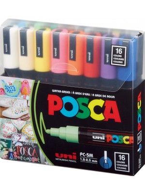 Uni-Ball Posca 1.8-2.5 Su Bazlı Boyama Kalemi Markörü 16 Renk