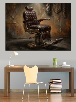 Artmeg Nostaljik Eski Berber Koltuğu Görseli Dekoratif Kanvas - Mdf Ahşap Tablo