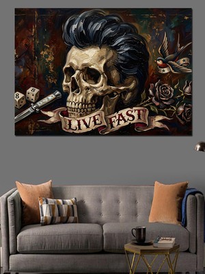 Artmeg Kuru Kafa ve Klasik Rock Tarzı Dekoratif Kanvas - Mdf Ahşap Tablo
