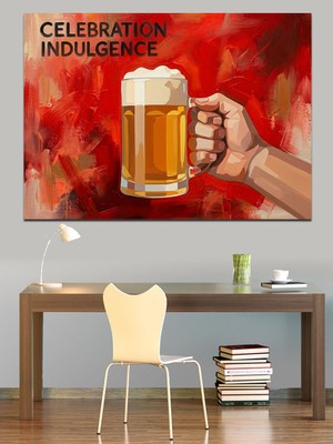 Tablomega Bir Bardak Dolusu Soğuk Bira Dekoratif Kanvas - Mdf Ahşap Tablo