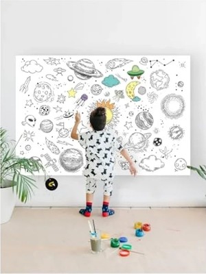 Esranın Dünyası Galaksi Temalı Eğitici Dev Boyama Kağıdı | 90X130 cm | Çocuklar Için
