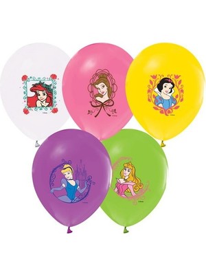 Bafix 4+1 Prenses Baskılı Pastel Renk Balon (100 Lü Paket)
