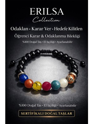 Tesbih Atölyesi Erilsa Sertifikalı Öğrenci Bilekliği - Akik Yakut Apatit Jasper Kuvars Obsidyen 8 mm Terahertz Doğal Taş