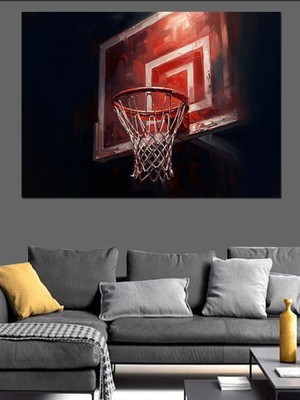Artmeg Basketbol Potası ve Pota Ağı Dekoratif Kanvas - Mdf Ahşap Tablo