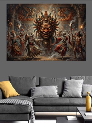 Artmeg Mistik Tanrıça ve Tapınak Ayini Dekoratif Kanvas - Mdf Ahşap Tablo