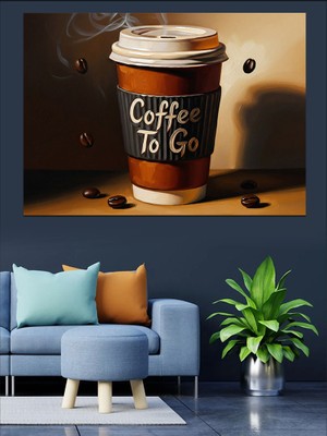Tablomega Coffee To Go Kağıt Bardak Dekoratif Kanvas - Mdf Ahşap Tablo