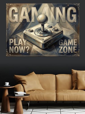 Tablomega Gaming Play Now Atari Tabelası Dekoratif Kanvas - Mdf Ahşap Tablo
