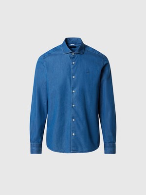 North Sails Regular Fit Uzun Kollu Geniş Yaka Fransız Patlı Pamuk Denim Gömlek