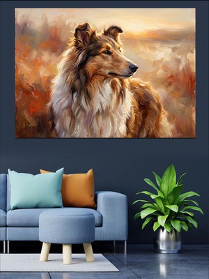 Artmeg Güneş Işığında Asil Collie Köpeği Dekoratif Kanvas - Mdf Ahşap Tablo