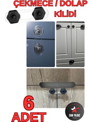 Can Yıldız Plastik Siyah Bebek ve Çocuk Güvenlik Dolap ve Çekmece Kilidi