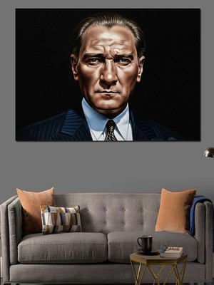 Artmeg Karizmatik Mustafa Kemal Atatürk Portresi Dekoratif Kanvas - Mdf Ahşap Tablo