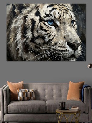 Tablomega Yakın Çekim Heybetli Kaplan Portresi Dekoratif Kanvas - Mdf Ahşap Tablo