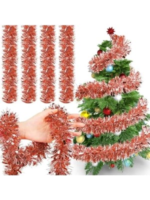 Esranın Dünyası 1.7 Metre Kırmızı Kalın Yılbaşı Püskül Süsü Tinsel Garland