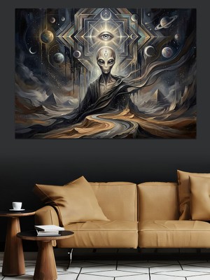 Tablomega Kozmik Boşlukta Meditasyon Yapan Figür Dekoratif Kanvas - Mdf Ahşap Tablo