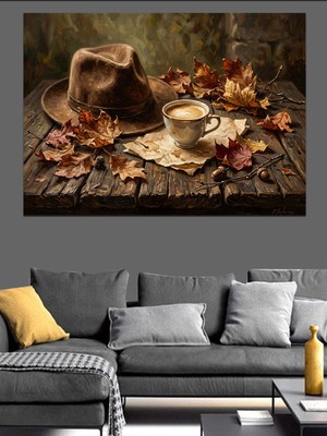 Tablomega Masada Kahve ve Dökülmüş Yapraklar Dekoratif Kanvas - Mdf Ahşap Tablo