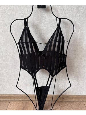 Intive Lingerie Intive Fantasy Transparan Çizgili Göbek Dekolteli Tanga Kesim Gecelik/babydoll