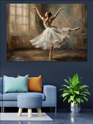 Tablomega Sahnede Dans Eden Zarif Balerin Dekoratif Kanvas - Mdf Ahşap Tablo