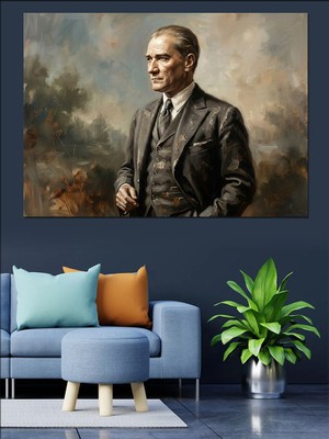 Artmeg Mustafa Kemal Atatürk Klasik Portre Dekoratif Kanvas - Mdf Ahşap Tablo