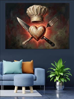 Artmeg Kalp ve Mutfak Gereçleri Tasarımı Dekoratif Kanvas - Mdf Ahşap Tablo