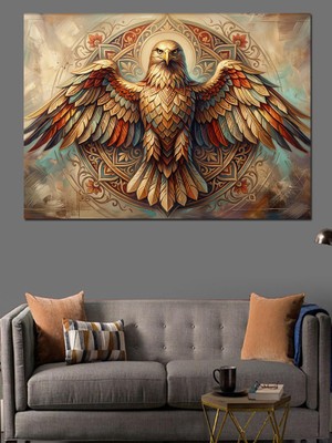 Tablomega Taş Üzerinde Kabartma Kartal Figürü Dekoratif Kanvas - Mdf Ahşap Tablo