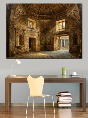 Artmeg Antik Mabedin Taş Mimari Detayı Dekoratif Kanvas - Mdf Ahşap Tablo