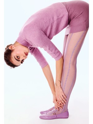 Penti Lila Chain Line Külotlu Çorap