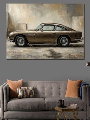 Artmeg Klasik Model Gri Antika Araba Dekoratif Kanvas - Mdf Ahşap Tablo