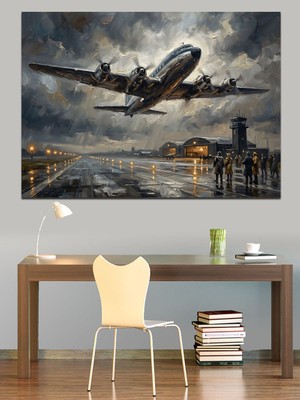 Tablomega Bulutların Üzerinde Uçan Büyük Yolcu Uçağı Dekoratif Kanvas - Mdf Ahşap Tablo