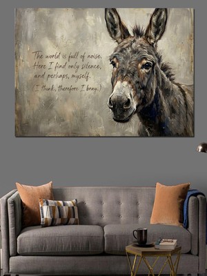 Tablomega Eşek Başı ve Anlamlı Yazı Dekoratif Kanvas - Mdf Ahşap Tablo