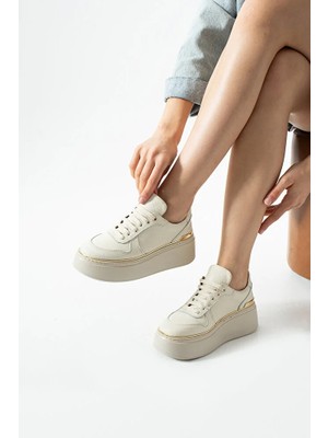 Dericia Shoes Nica Hakiki Deri Kadın Günlük Rahat Sneaker Ayakkabı