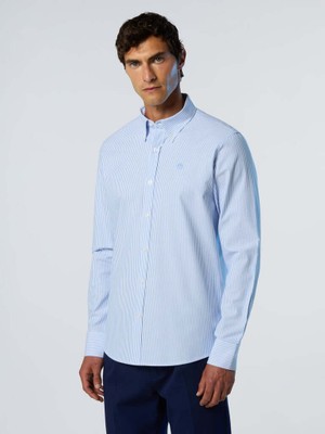 North Sails Regular Fit Uzun Kollu Oxford Düğmeli Yaka Çizgili Organik Pamuk Gömlek