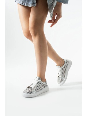 Dericia Shoes Glow Hakiki Deri Kadın Günlük Örgülü Sneaker Ayakkabı