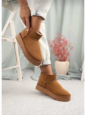 Bay Armedon Kadın Bot Taba Kışlık Mini Içi Kürklü Bot