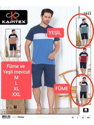 Kapitex 5832 Erkek Kısa Kol Kapri Pijama Takım