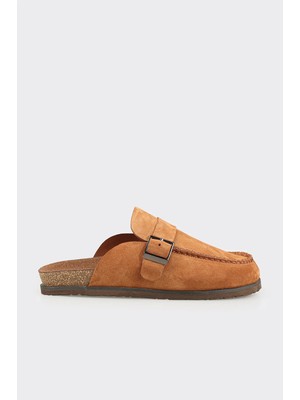 Elle Camel Deri Erkek Terlik