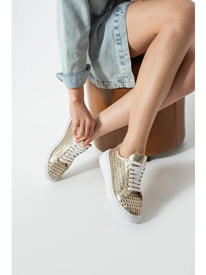 Dericia Shoes Glow Hakiki Deri Kadın Günlük Örgülü Sneaker Ayakkabı