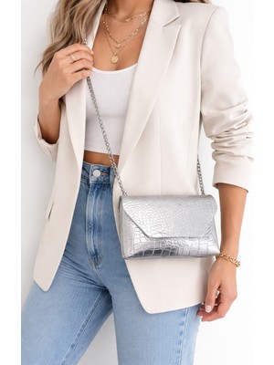 Zincir Askılı Kroko Desenli Kapaklı Kadın Omuz & El Çantası
