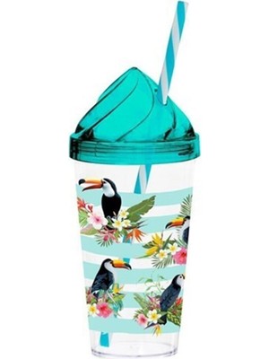 Herevin Desenli Pipetli Plastik Bardak Tropical 660 Cc 161748-006