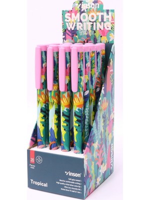 Vinson Maxx Jel Tükenmez Kalem Yazım Rengi Mavi 0.7 Mm Vinson Desenli A25 (20 Li Paket)
