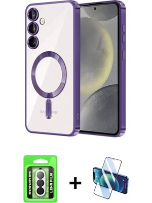 İlk El Grup Ieg™ Galaxy A26 Nova Işık Özel Seri - Siyah 3D Antistatik Cam Ekran Koruyucu + Gümüş Raze Metal Kamera Lens