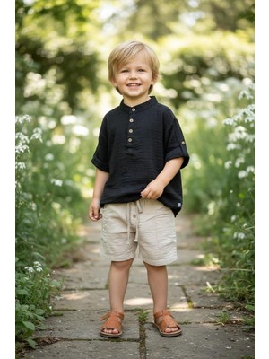 Butik Erkek Çocuk %100 Pamuklu Şortlu 2'li Alt - Üst Takım