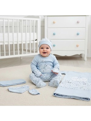 Unisex 0-3 Ay Bebeklere Gaye Organik Balonlu Ayıcık Nakışlı 10 Lu Set