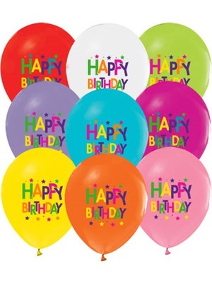 Bafix Balon 4+0 Superstar Birthday Baskılı Pastel (100 Lü Paket)