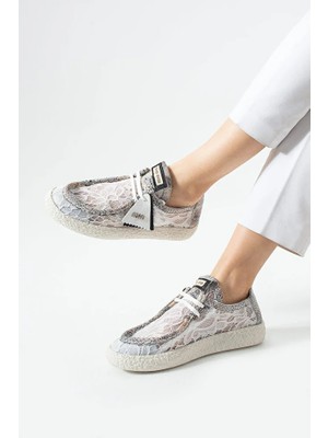 Dericia Shoes Rush Hakiki Deri Rahat Dantel Detaylı Tüllü Kadın Sneaker