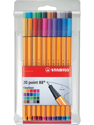 Stabilo Keçe Uçlu İnce Fineliner Kalem 88 Point 0.4 Mm 20 Renk Askılı Paket 8820