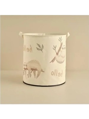 Esranın Dünyası Sloth Hayvan Baskılı Oyuncak Sepeti | %70 Pamuk, Çok Renkli | 36X40 cm