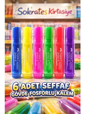 6 Adet Faber Şeffaf Gövde Fosforlu Kalem